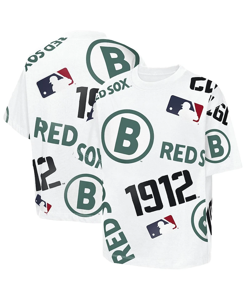 Outerstuff Big Boys and Girls White Boston Red Sox Circus Catch T-Shirt