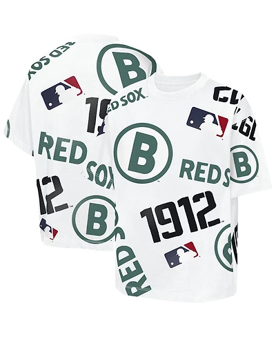 Outerstuff Big Boys and Girls White Boston Red Sox Circus Catch T-Shirt