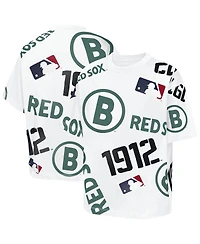 Outerstuff Big Boys and Girls White Boston Red Sox Circus Catch T-Shirt