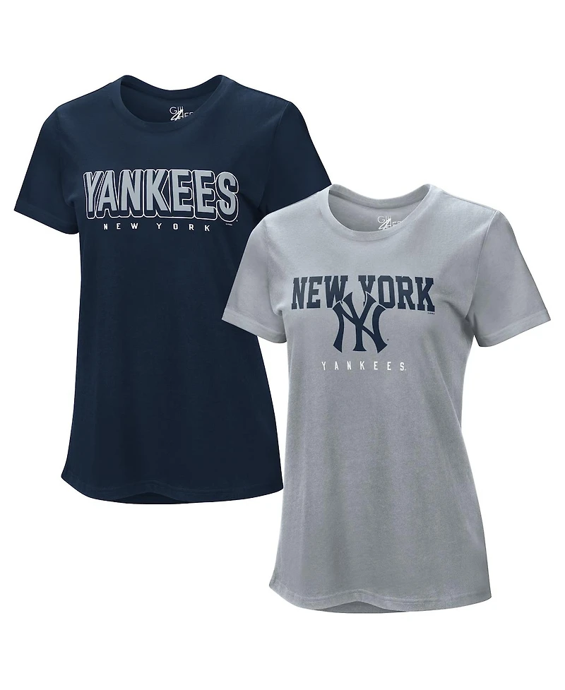 G-iii 4Her by Carl Banks Women's 2- Pack Navy/Heather Gray New York Yankees T-Shirt