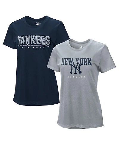 G-iii 4Her by Carl Banks Women's 2- Pack Navy/Heather Gray New York Yankees T-Shirt