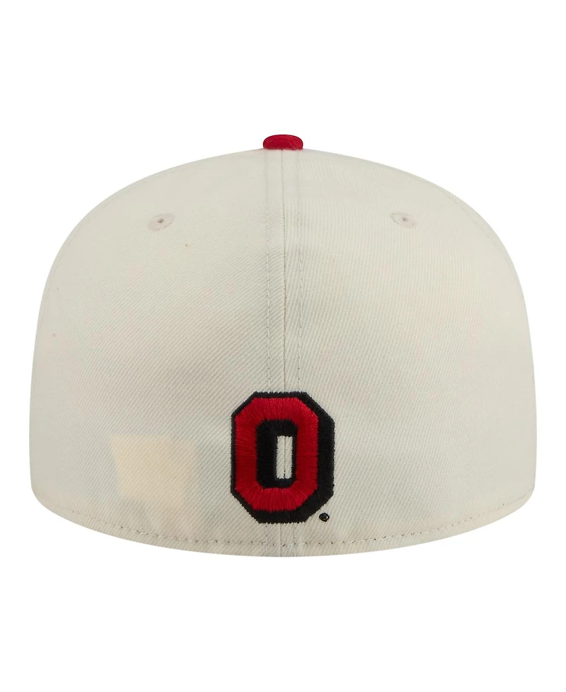 New Era Men's Cream/Scarlet Ohio State Buckeyes Two-Tone Script 59FIFTY Fitted Hat