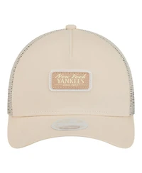 New Era Women's Light Beige New York Yankees Tonal Patch 9FORTY M-Crown A-Frame Trucker Adjustable Hat
