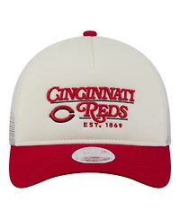 New Era Women's Light Beige/Red Cincinnati Reds Retro 9FORTY M-Crown A-Frame Trucker Adjustable Hat