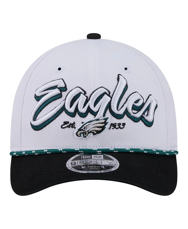 New Era Men's White Philadelphia Eagles Team Loyal A-Frame 9FORTY Adjustable Hat