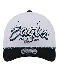 New Era Men's White Philadelphia Eagles Team Loyal A-Frame 9FORTY Adjustable Hat