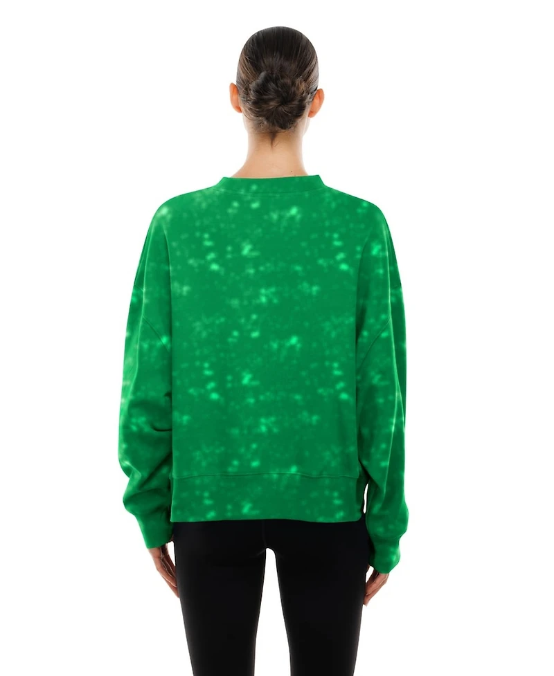 New Era Women's Kelly Green Boston Celtics Throwback Collection Mineral Wash Crewneck Sweatshirt