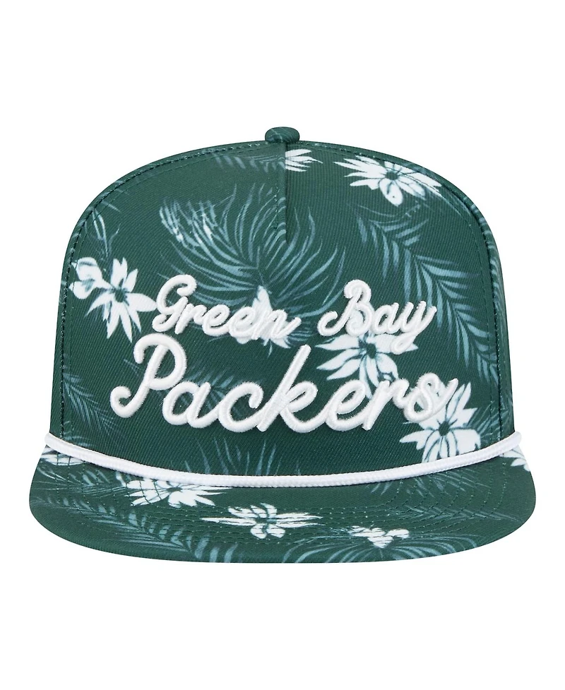 New Era Men's Green Green Bay Packers Palm Print A-Frame 9FIFTY Snapback Hat
