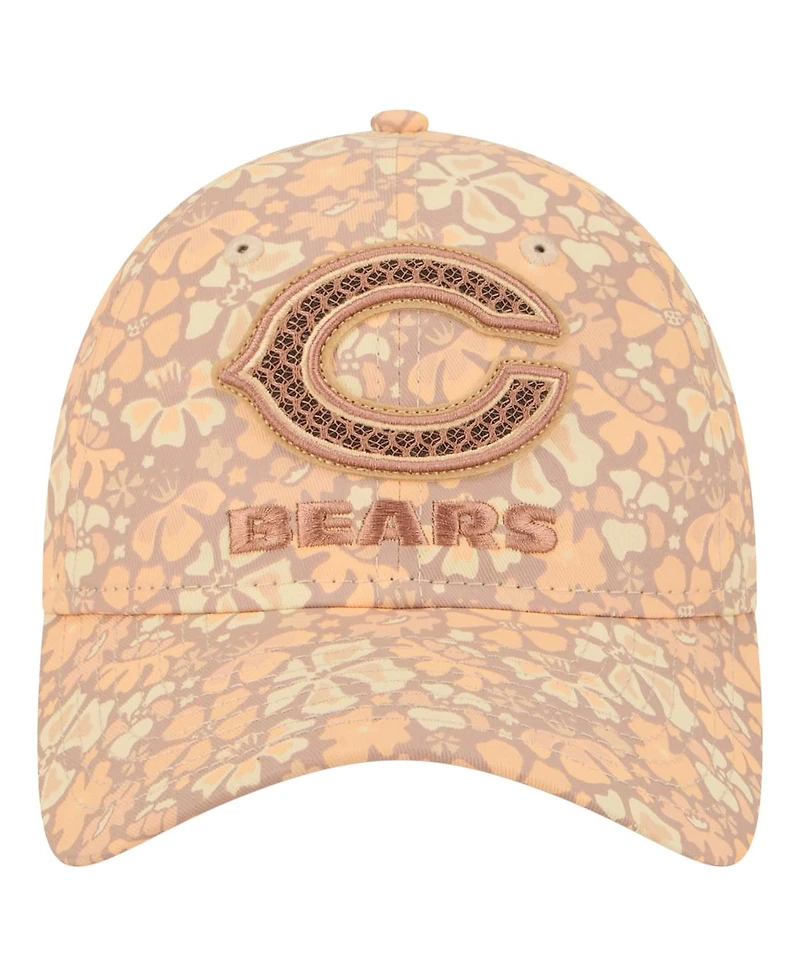 New Era Women's Tan Chicago Bears Floral 9TWENTY Adjustable Hat