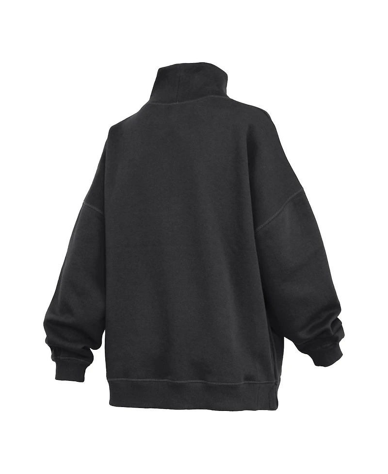 Pressbox Women's Black Purdue Boilermakers Oversized Mock Neck Sweatshirt
