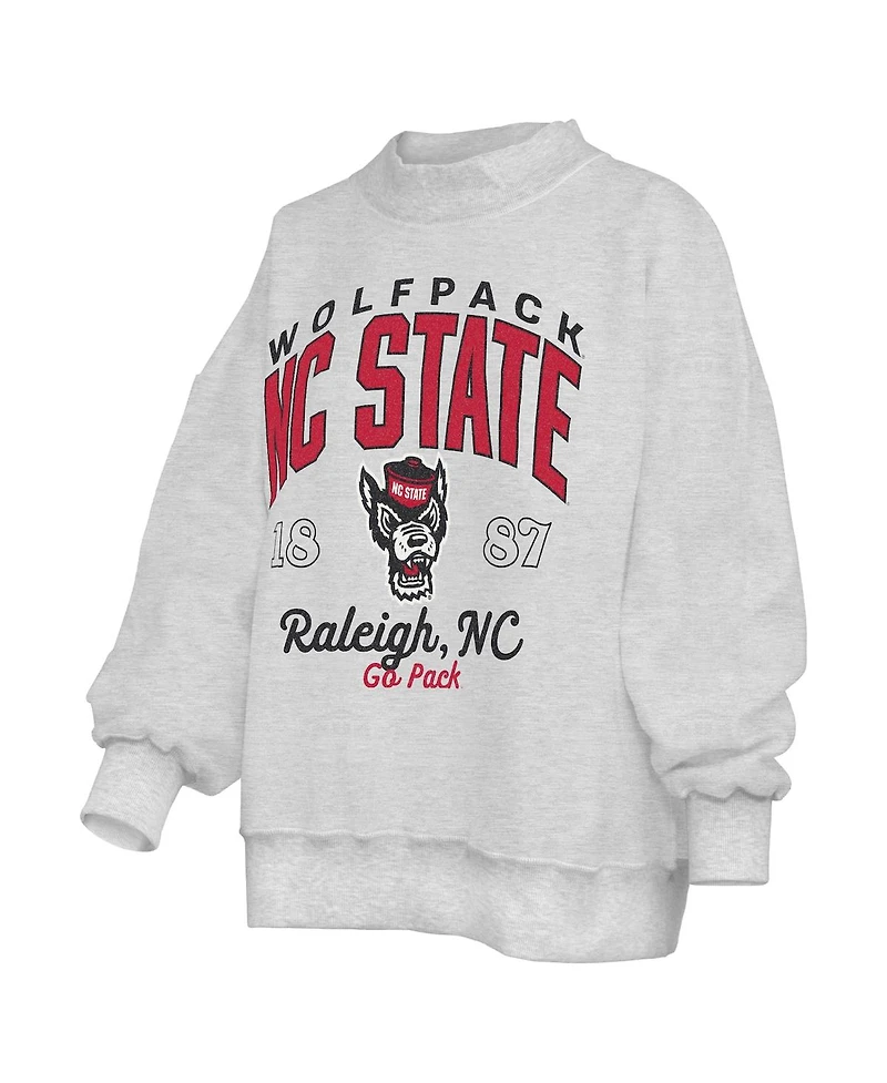 Pressbox Women's Heather Gray Nc State Wolfpack Reversible Sweatshirt
