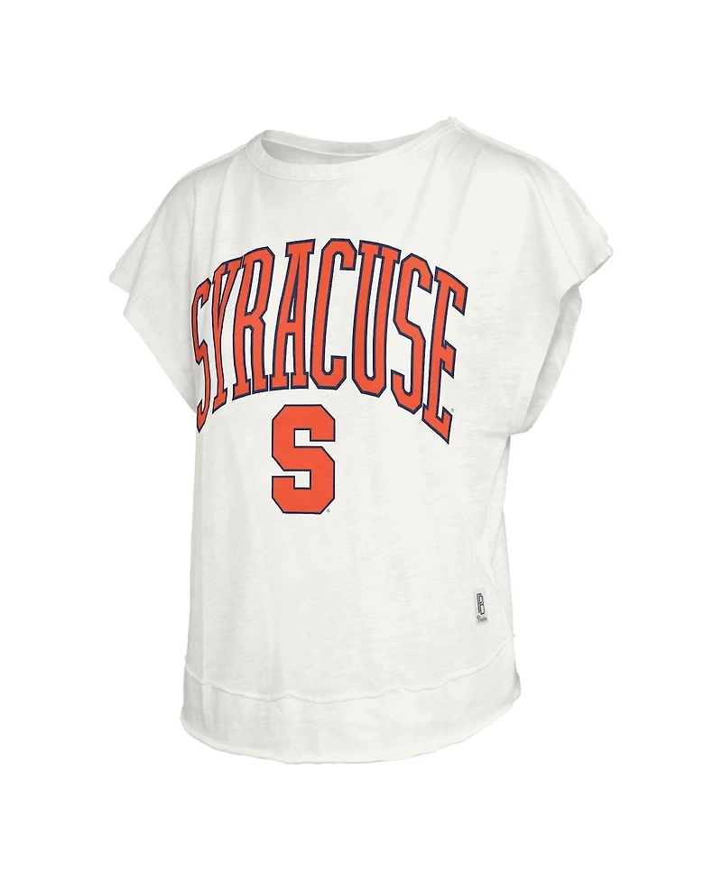 Pressbox Women's Cream Syracuse Orange Nelson Movement Open Back Slub T-Shirt