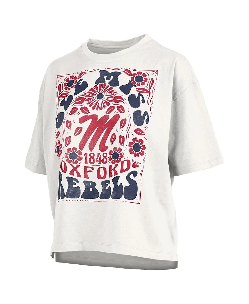 Pressbox Women's White Ole Miss Rebels Harmony Oversized Slub T-Shirt