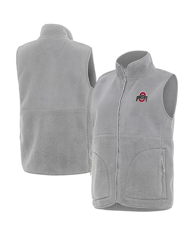 Antigua Women's Gray Ohio State Buckeyes Nostalgic Full-Zip Vest