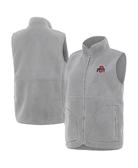 Antigua Women's Gray Ohio State Buckeyes Nostalgic Full-Zip Vest