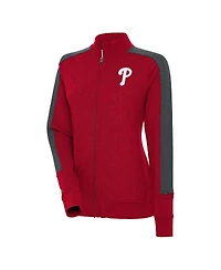 Antigua Women's Red Philadelphia Phillies Strike Full-Zip Track Jacket