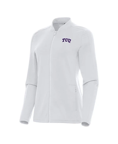 Antigua Women's White Tcu Horned Frogs Continual Full-Zip Jacket