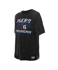 New Era Women's Black Philadelphia 76ers Throwback Mineral Wash Oversized T-Shirt