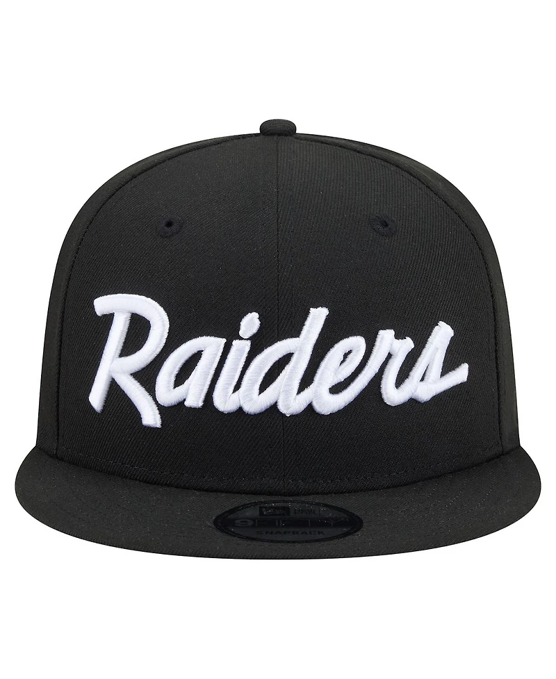 New Era Men's Black Las Vegas Raiders Core Team Script 9FIFTY Snapback Hat