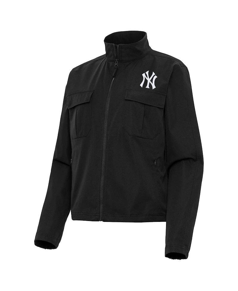 Antigua Women's Black New York Yankees Even Par Full-Zip Jacket