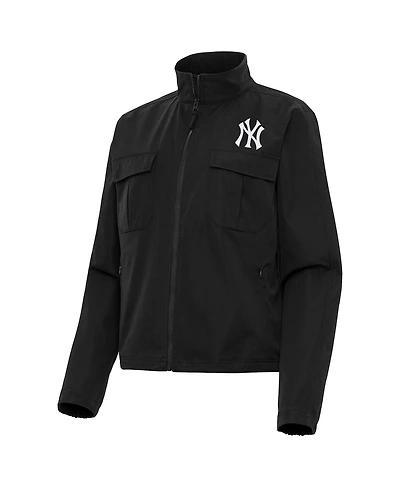Antigua Women's Black New York Yankees Even Par Full-Zip Jacket