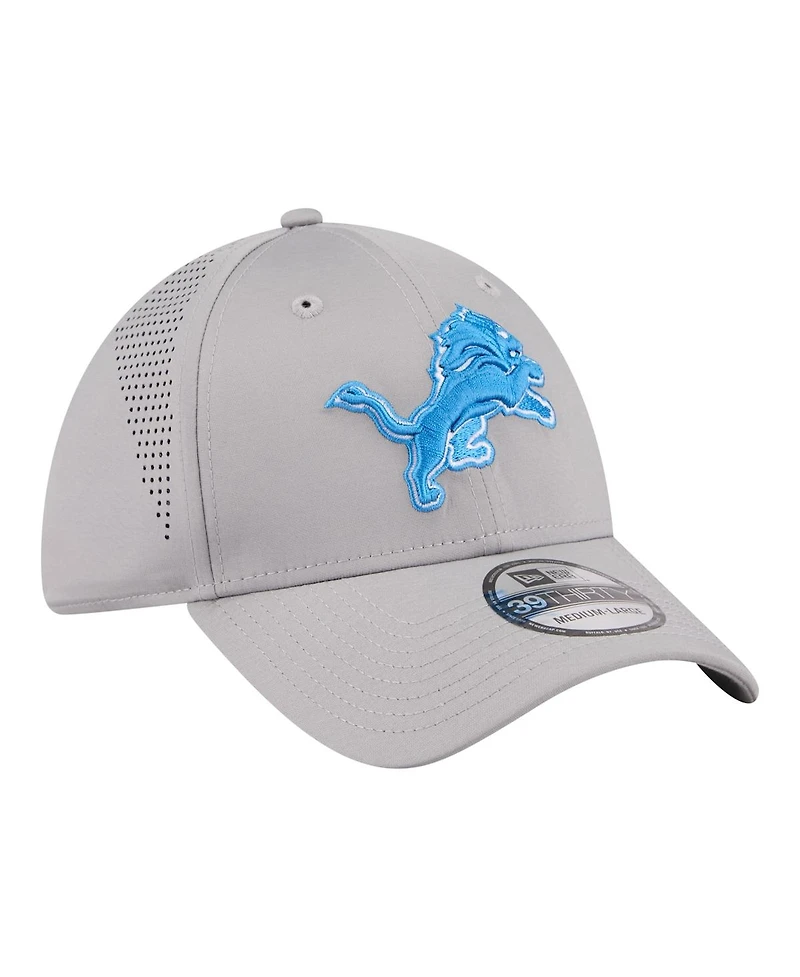 New Era Men's Gray Detroit Lions Perforated 39THIRTY Flex Hat