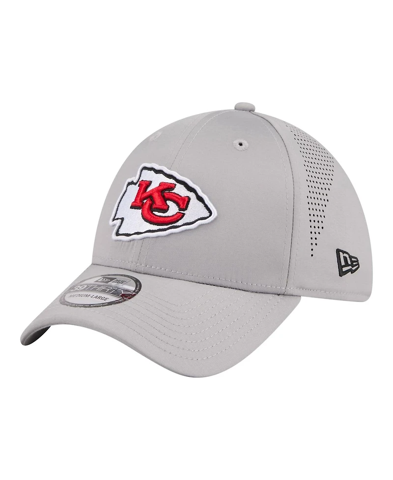 New Era Men's Gray Kansas City Chiefs Perforated 39THIRTY Flex Hat