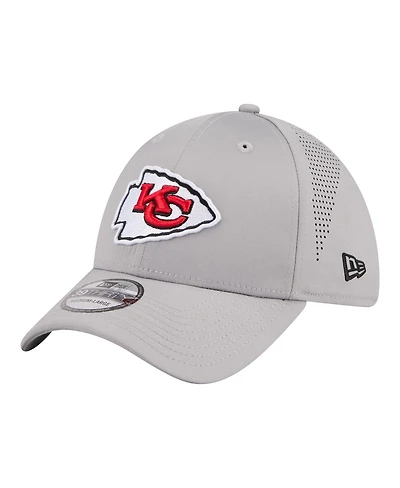 New Era Men's Gray Kansas City Chiefs Perforated 39THIRTY Flex Hat