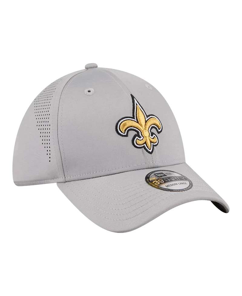 New Era Men's Gray Orleans Saints Perforated 39THIRTY Flex Hat