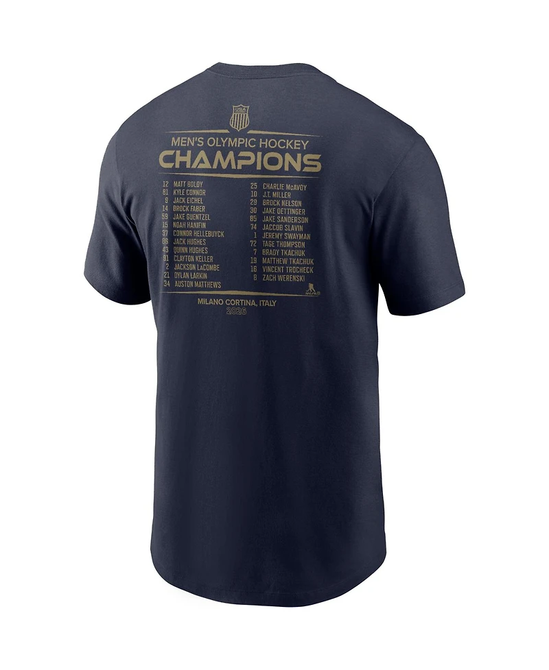 Nike Men's Navy Usa Hockey 2026 Winter Gold Medal Roster T-Shirt