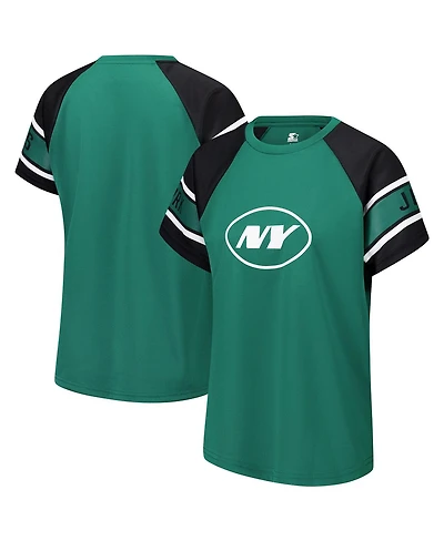 Starter Women's Green New York Jets 1st Rounder Color Block Raglan Top