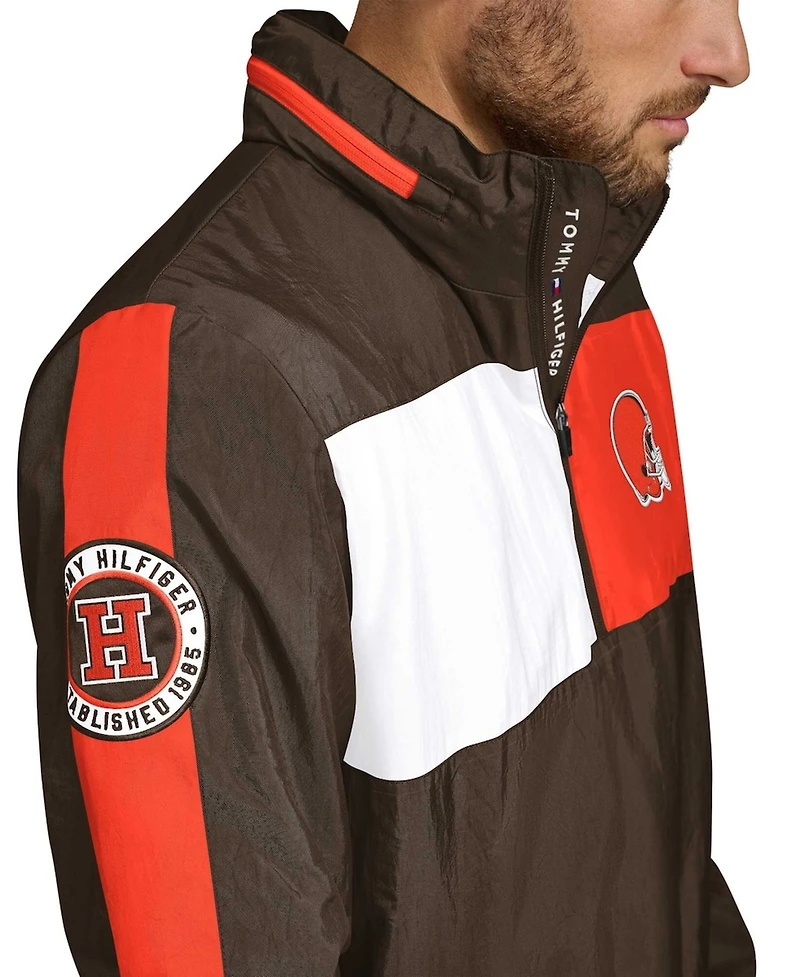 Tommy Hilfiger Men's Brown Cleveland Browns Gael Lightweight Half-Zip Pullover Hoodie Jacket