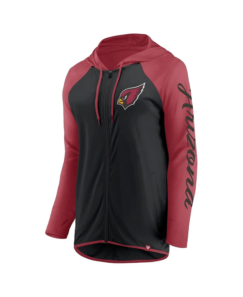 Fanatics Women's Black/Cardinal Arizona Cardinals Script Full-Zip Hoodie