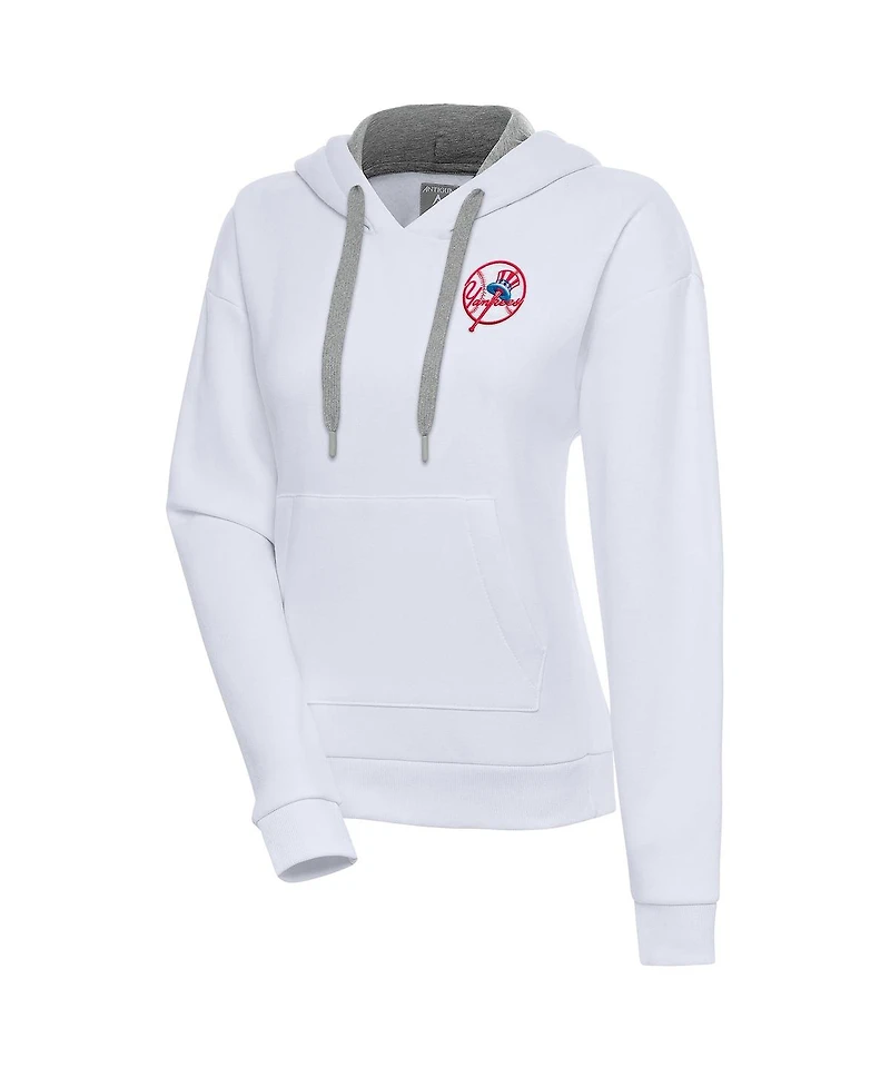 Antigua Women's White New York Yankees Cooperstown Victory Pullover Hoodie