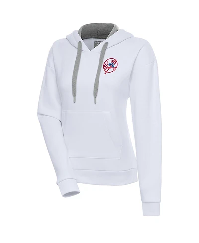 Antigua Women's White New York Yankees Cooperstown Victory Pullover Hoodie