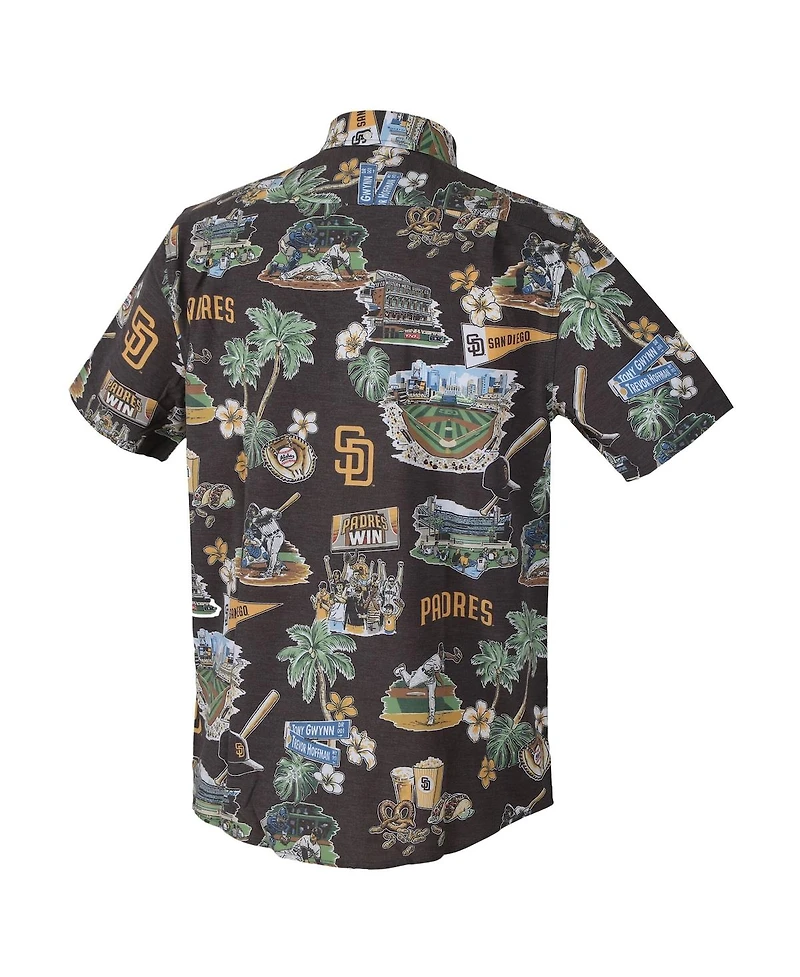 Reyn Spooner Men's Brown San Diego Padres Big Tall Scenic Performance Tri-Blend Aloha Button-Down Shirt