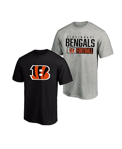 Fanatics Men's 2-Pack Heather Gray/Black Cincinnati Bengals Big Tall T-Shirt