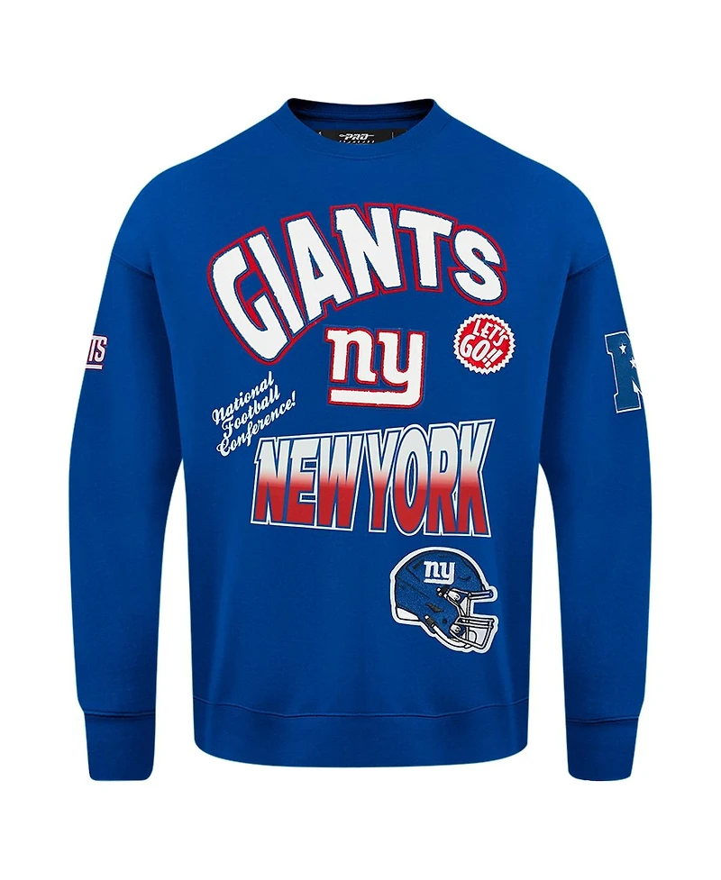 Pro Standard Men's Royal New York Giants Turn It Up Drop Shoulder Pullover Sweatshirt