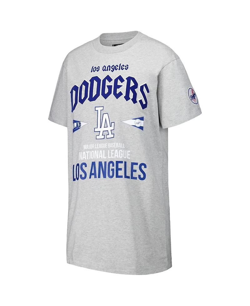 Pro Standard Women's Heather Gray Los Angeles Dodgers Oversized City Tour T-Shirt Dress