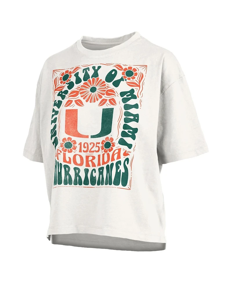 Pressbox Women's White Miami Hurricanes Harmony Oversized Slub T-Shirt