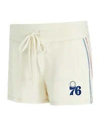Concepts Sport Women's 2-Piece Cream Philadelphia 76ers Kaki Hacci Knit Long Sleeve Top and Shorts Set