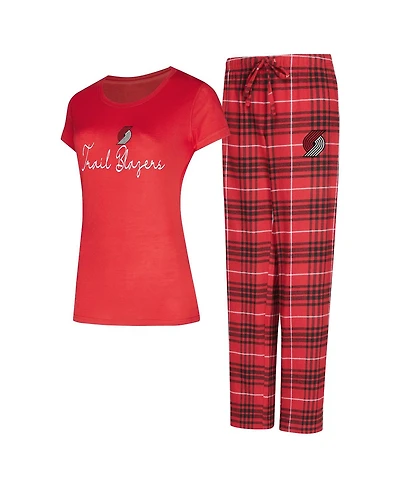Concepts Sport Women's 2-Piece Red/Black Portland Trail Blazers Vector Top and Flannel Pants Sleep Set