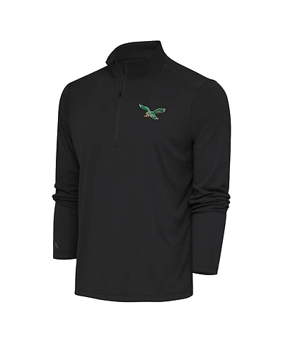 Antigua Men's Charcoal Philadelphia Eagles Team Logo Throwback Tribute Quarter-Zip Pullover Top