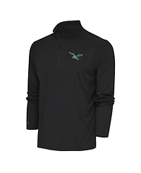 Antigua Men's Charcoal Philadelphia Eagles Team Logo Throwback Tribute Quarter-Zip Pullover Top