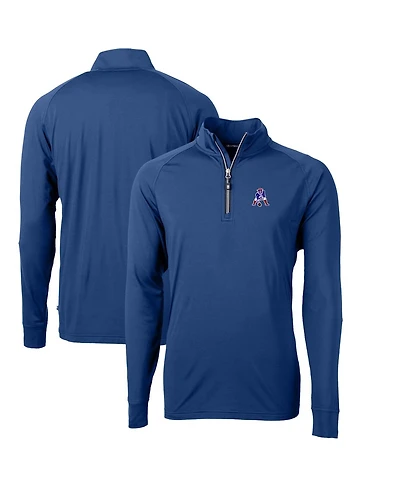 Cutter & Buck Men's Royal New England Patriots Adapt Eco Knit Stretch Quarter-Zip Throwback Pullover Top