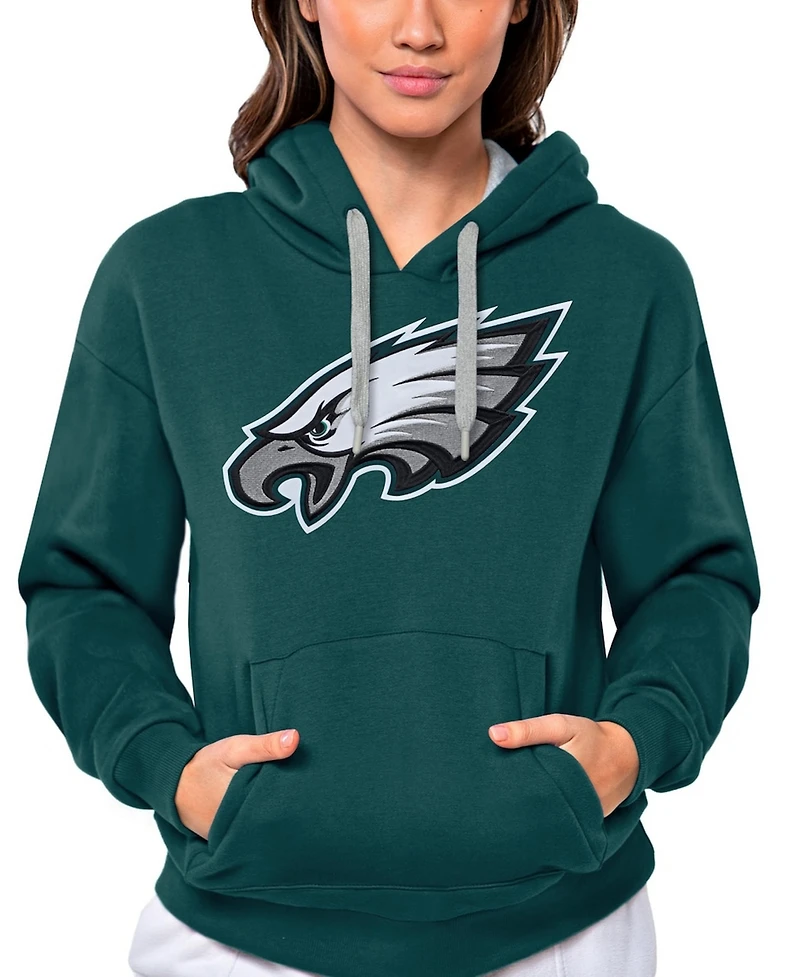 Antigua Women's Midnight Green Philadelphia Eagles Victory Logo Pullover Hoodie