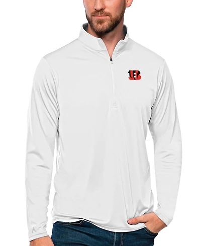 Antigua Men's White Cincinnati Bengals Tribute Quarter-Zip Lightweight Pullover T-Shirt