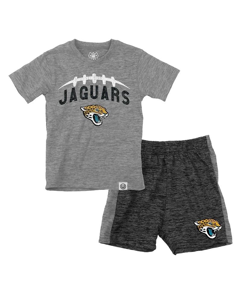 Wes & Willy Toddler Gray/Charcoal Jacksonville Jaguars T-Shirt and Shorts Set