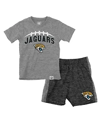 Wes & Willy Toddler Gray/Charcoal Jacksonville Jaguars T-Shirt and Shorts Set