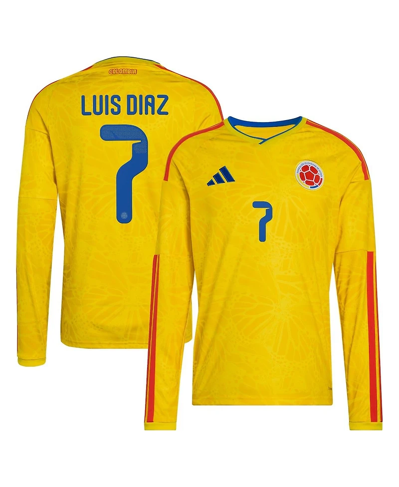 Adidas Men's Luis Diaz Yellow Colombia National Team 2026 Home Replica Long Sleeve Jersey